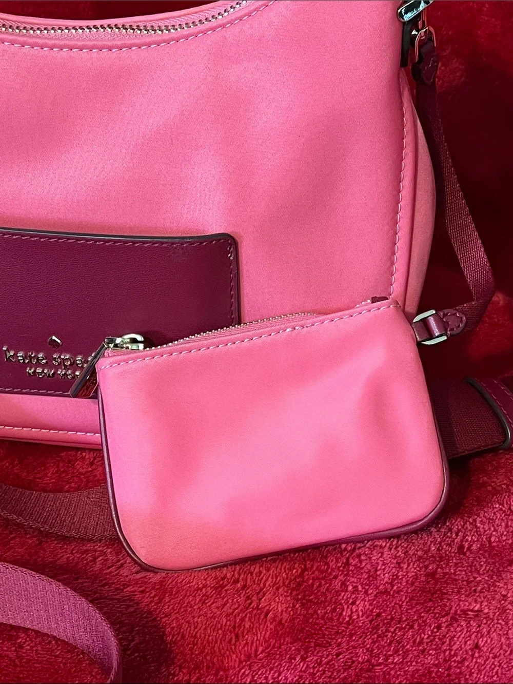 kate spade Hot Pink and Burgundy Crossbody Shoulder Bag